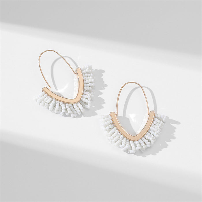 Wholesale Tassel earrings, hand woven rice bead earrings