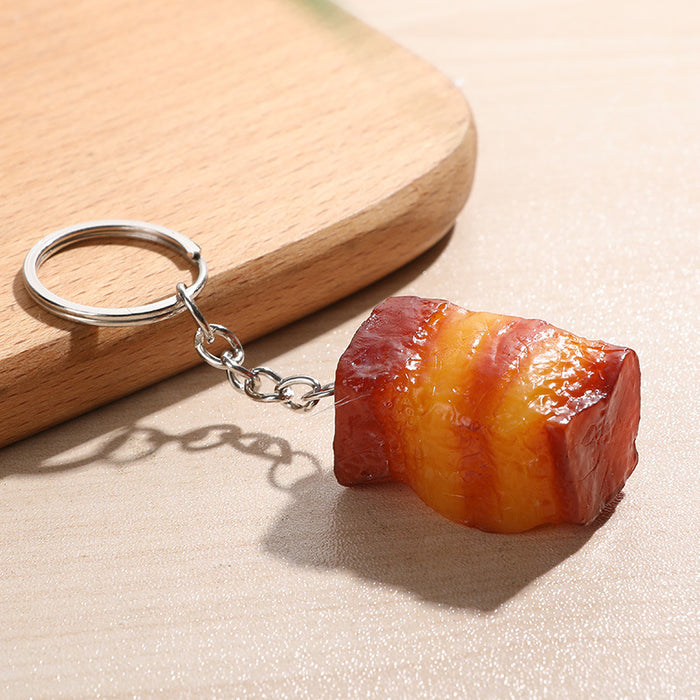 Wholesale PVC Simulated Food Keychain Realistic Chicken Leg Wings Braised Pork Design Chic Bag Charm For Car Keys MOQ≥5
