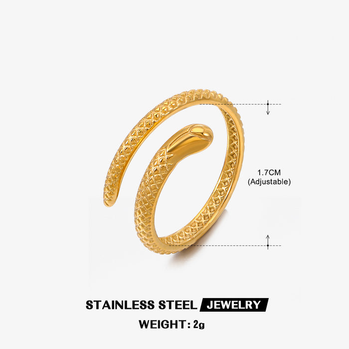 Wholesale Stainless steel Gold Plated Rings snake ring Adjustable rings female
