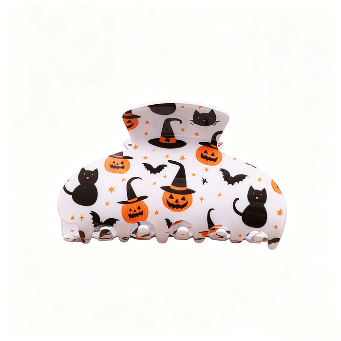 Wholesale Stylish  Shark Claw Hair Clips Ghost Pumpkin Black Cat Print Women Hair Accessory