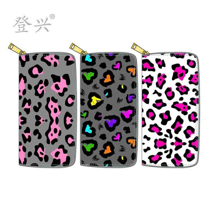 Wholesale new leopard print PU long zipper wallet JDC-WT-DengX022