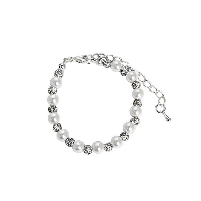 Wholesale Titanium Steel Pearl Crushed Silver Beaded Bracelet Simple for Women