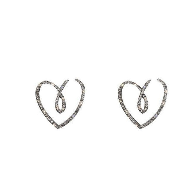 Wholesale Diamond studded heart-shaped personalized earrings, fashionable temperament, square earrings, niche commuting
