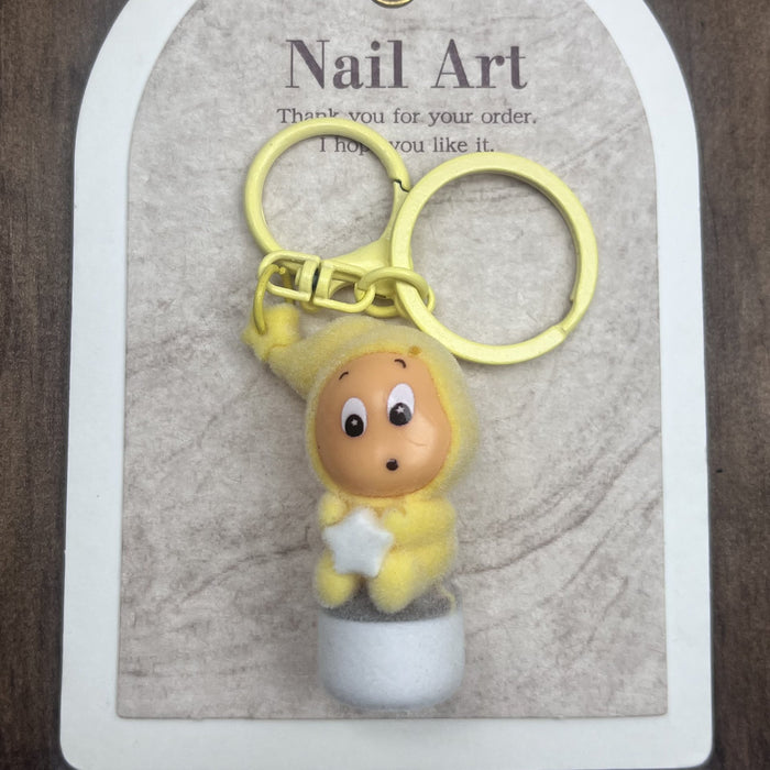 Wholesale Multi-colored flocked resin accessories keychain