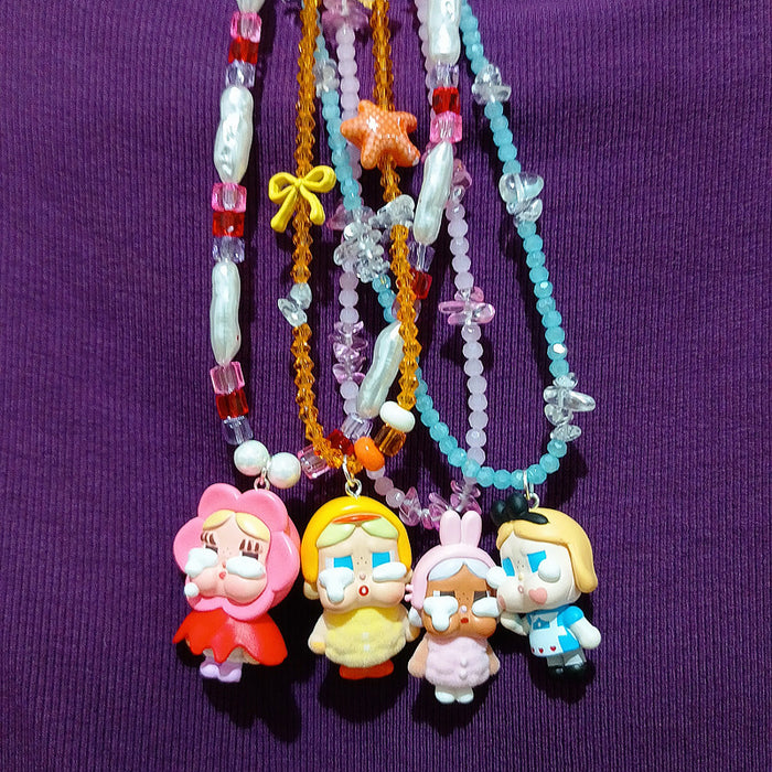 Wholesale Crystal Acrylic Beads Cute  Crying Baby Bubble Cute Short Necklace
