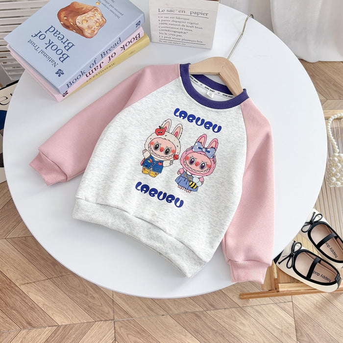 Wholesale Girls'  autumn sweatshirt,  raglan sleeve top,  children' s contrasting collar,  Chinese cotton sweatshirt,  baby loose long-sleeved sweatshirt