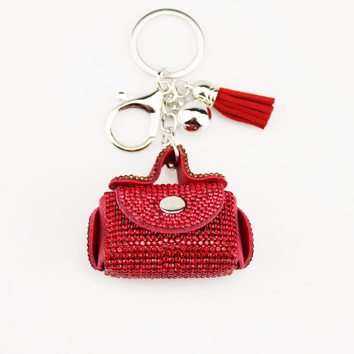 Wholesale Artificial Crystal Bag Charm Keychain With Rhinestone Tassel Stylish White Pendant For DIY Accessory And Boutique Resale