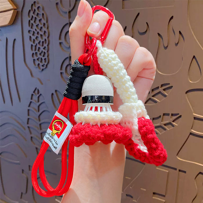 Wholesale Hand-woven badminton pendant wool bag pendant finished woven badminton keychain