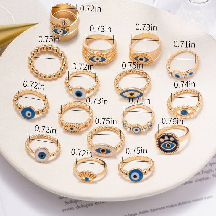 Wholesale Jewelry Oil Painting Gold Plated Devil's Eye Ring Personalized Electroplating Fashion Ring Opening