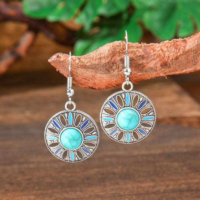 Wholesale 2pcs Bohemian Turquoise Retro Distinctive Earrings