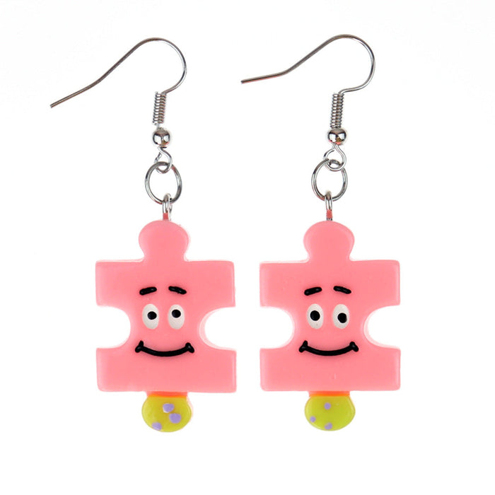 Wholesale Earrings Resin Fun Cute Colorful Cartoon Building Blocks Puzzle (M) JDC-ES-niqing016