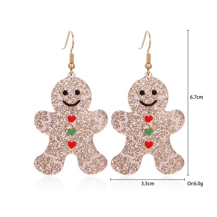 Wholesale Alloy bell snowman elk gingerbread man earrings Christmas earrings
