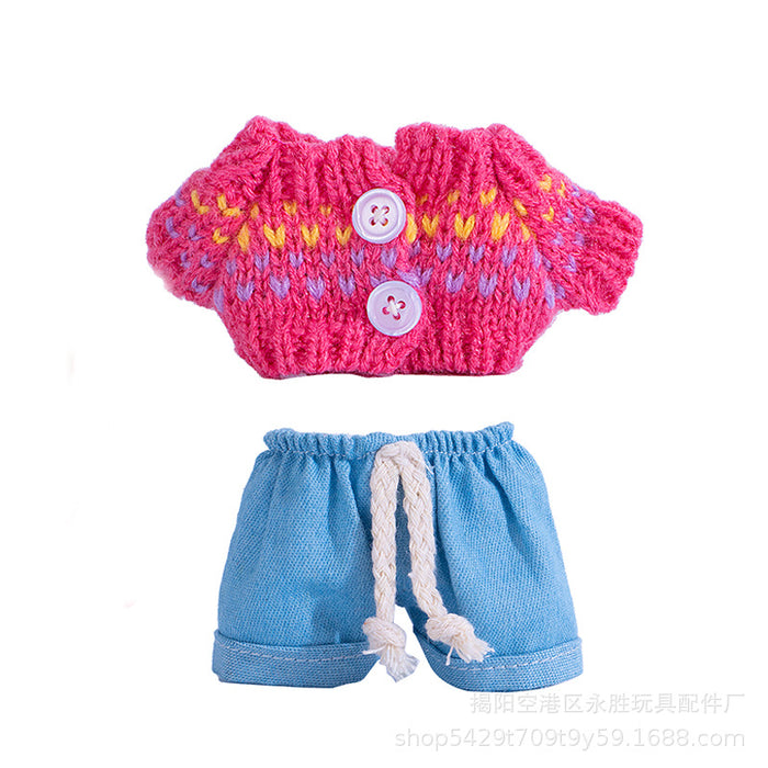 Wholesale Doll clothes Pendant Clothes Knitted Sweater with Jeans Replacement Shoe Keychain Vinyl Doll