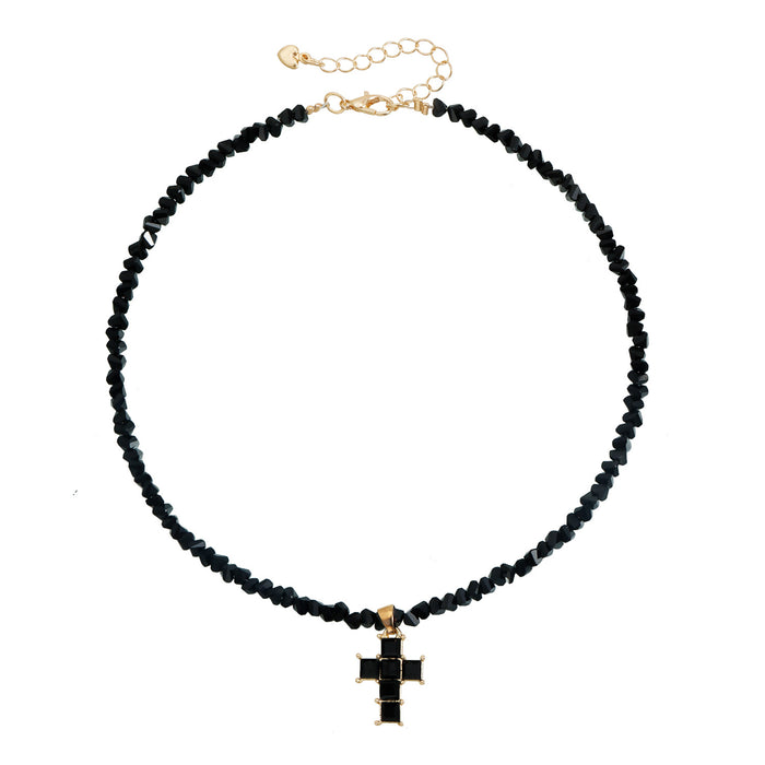Wholesale Triangle Crystal Inlaid Cross Women' s Necklace