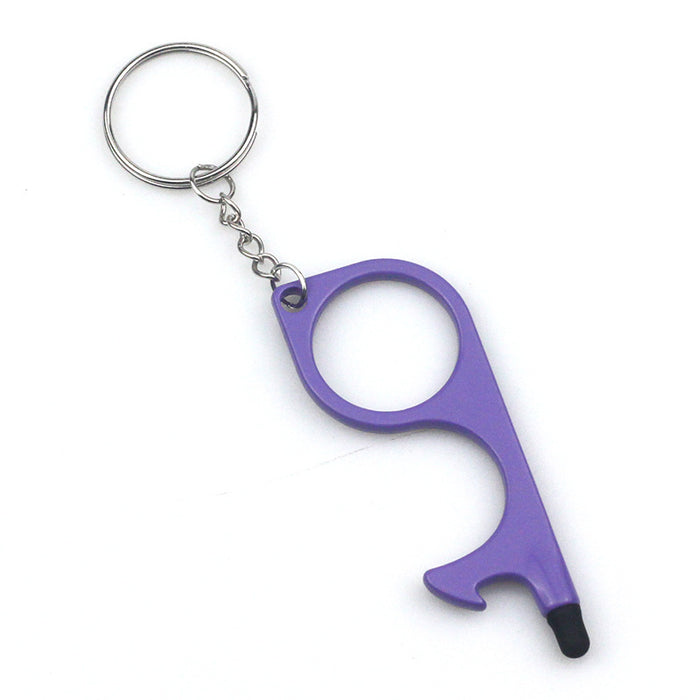 Wholesale Gold Electroplated Metal EDC Multi Function Touchless Door Opener Keychain Car Key Accessory Boutique Resale
