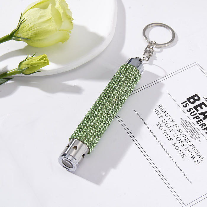 Wholesale Diamond-studded Mini Flashlight Metal Keychain JDC-KC-ZY015