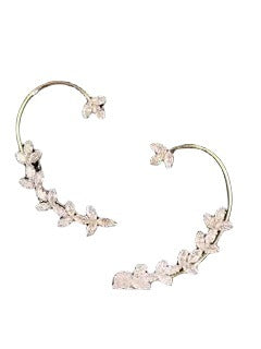 Wholesale Zircon ear clip without ear hole, high-end feeling ear bone clip with silver earrings