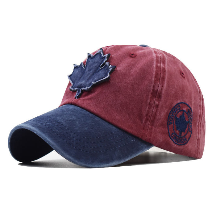Wholesale Maple Leaf Embroidered Washed Vintage Baseball Cap