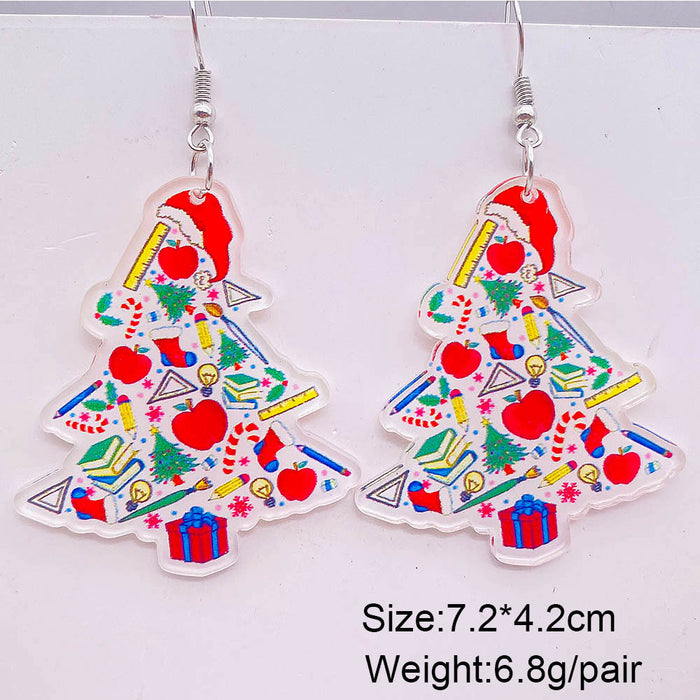 Wholesale Christmas Earrings, Colorful Lights Red Checkered Christmas Trees Acrylic Earrings Skull Heads Halloween Decorations JDC-ES-YaChen006