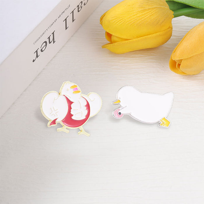 Wholesale Zinc Alloy Enamel Funny Duck Brooch Pin Cartoon Animal Badge Cute Fashion Accessory