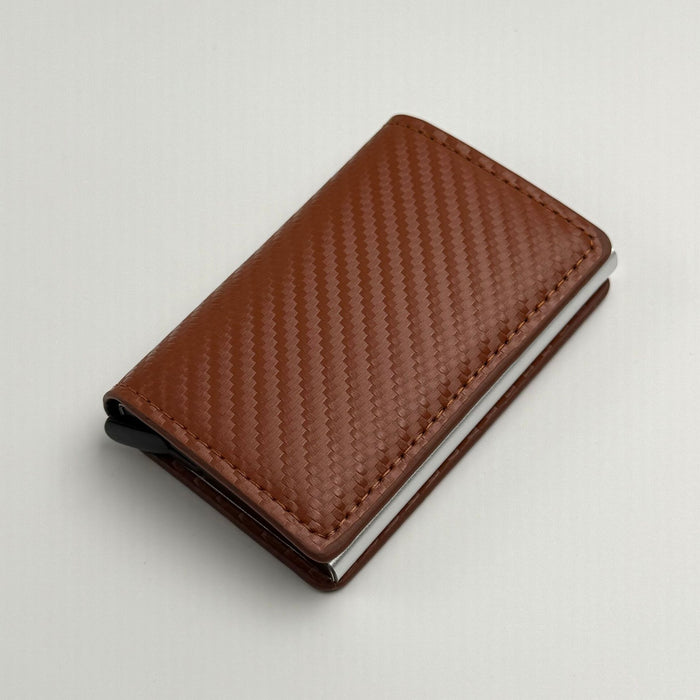 Wholesale Urban Simplicity Auto Eject Multi-Card Metal Case Wallet Carbon Fiber Black MOQ≥2