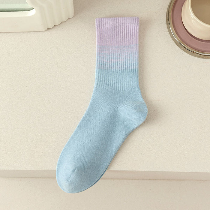 Wholesale Socks gradient color, mid tube lightweight sports socks, running socks, cotton