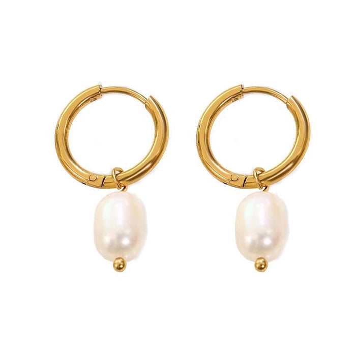 Wholesale  Pearl Earrings Stainless Steel 18K Electroplated Ear Ring Ear Buckle