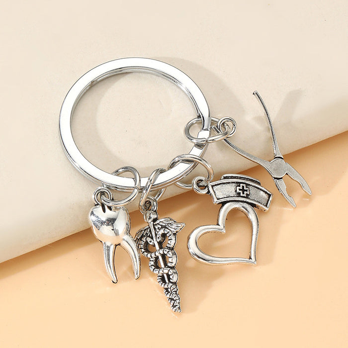 Wholesale Asian Nurses Day Doctor Time Gemstone Alloy Keychain JDC-KC-HuiWen002