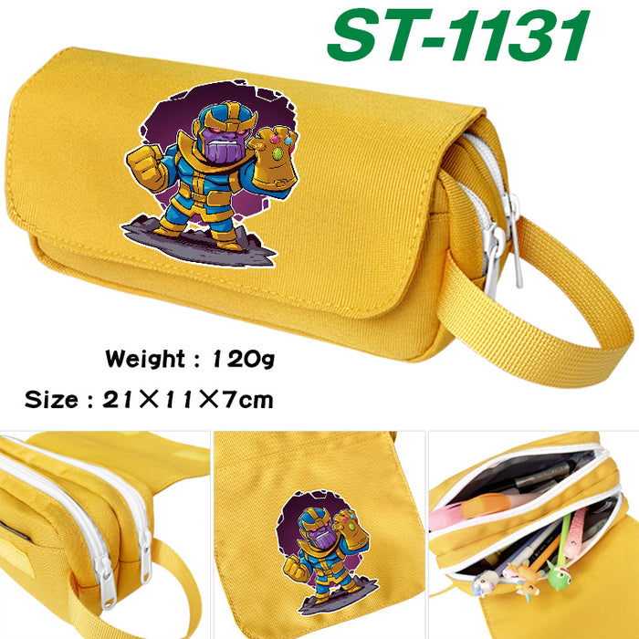 Wholesale Cartoon Canvas Pencil Case Double Layer Large Capacity Waterproof With Handle For Students