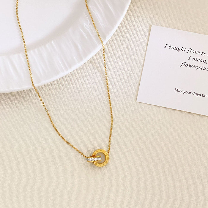 Wholesale titanium steel Roman numeral necklace set