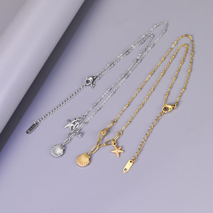 Wholesale Shell starfish water diamond necklace
