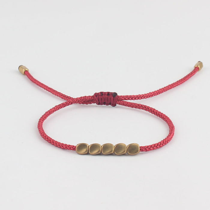 Wholesale copper bead bracelet DIY twisted Angle bead hand-woven red rope bracelet