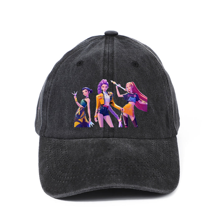 Wholesale Kpop cartoon character washed baseball cap