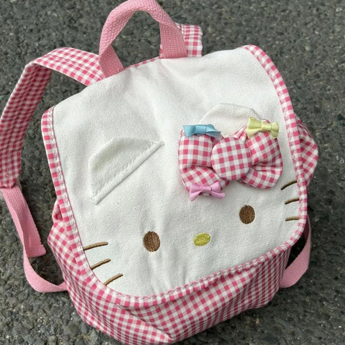 Wholesale Pink plaid backpack sweet large capacity commuter schoolbag