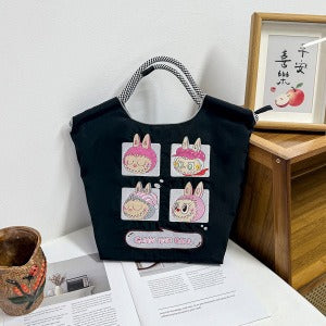 Wholesale Embroidered canvas crossbody bag zipper shoulder bag women' s fashionable handbag