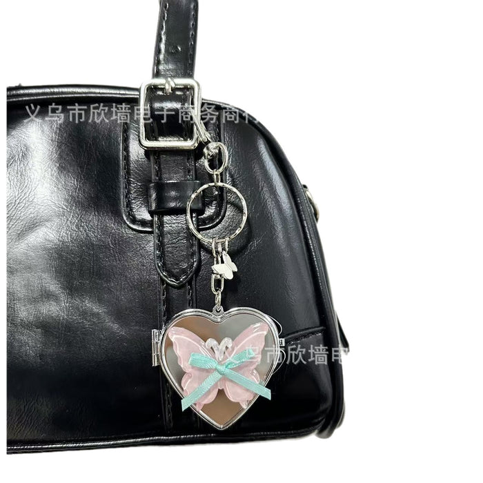 Wholesale Ribbon Heart Bow Mirror Keychain