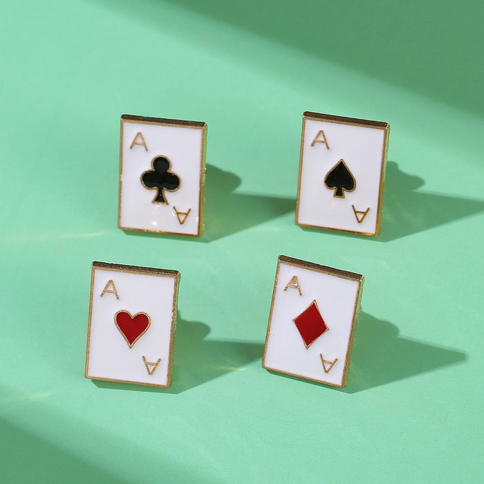 Wholesale Metal Geometric Poker Brooch Pin Electroplated Lapel Brooch Trendy Party Accessory For Collar Bag Shoe Decoration