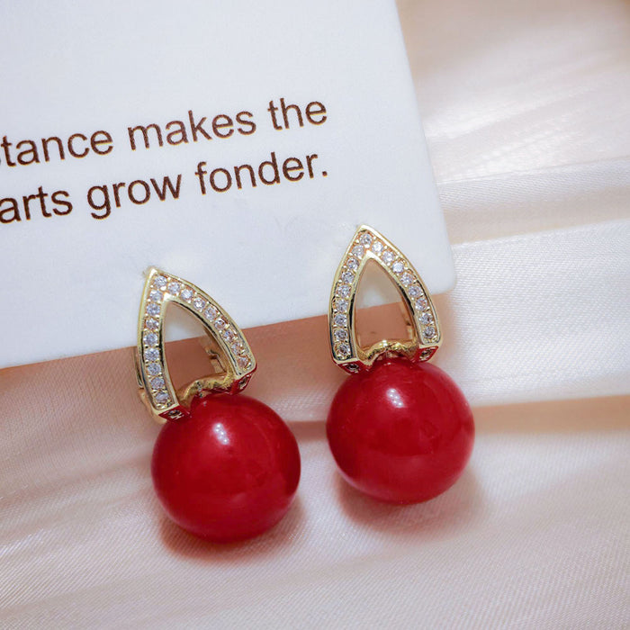 Wholesale Heart-shaped Pearl Ear Buckle Light Luxury Zircon Earrings