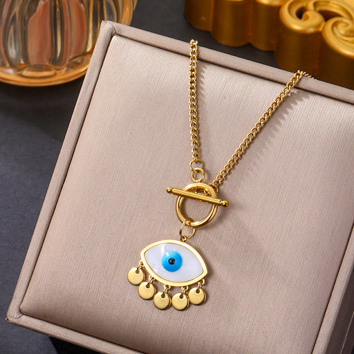 Wholesale Evil Eye Titanium Steel Clavicle Necklace