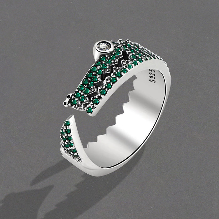 Wholesale Trendy Geometric Adjustable Open Ring Colorful Zircon Accent Thai Silver Tone Copper Women S Jewelry Accessory Gift
