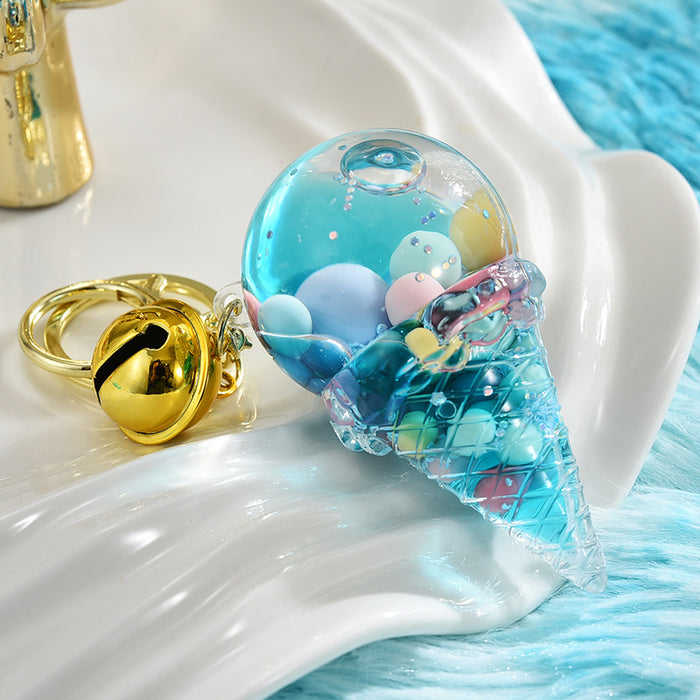 Wholesale Acrylic Oil-filled Ice Cream Beads Cartoon Keychain JDC-KC-ShuangD016