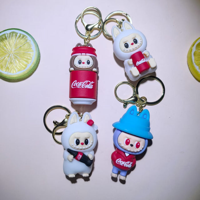 Wholesale Creative and Personalized Cola Little Sheep Keychain Beverage Bottle Bag Pendant Three-Dimensional Soft Plastic Doll Wholesale Street Stall