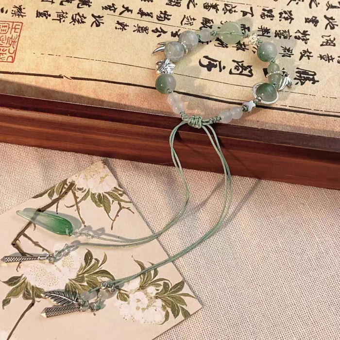 Wholesale Bamboo leaf bracelet for women, light luxury, niche level design, high-end sense, simple and versatile, hand woven rope