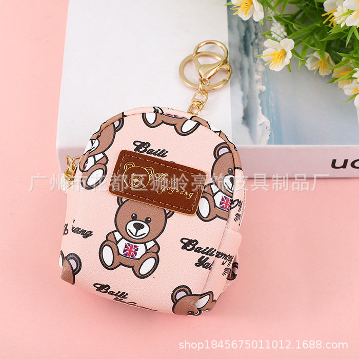 Wholesale PU Creative Bear Mini Coin Purse Keychain JDC-KC-Liangs002