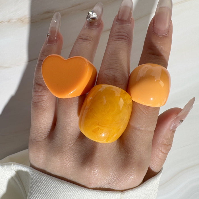 Wholesale Trendy Resin Gradient Ring Women' s Geometric Jewelry Accessory MOQ≥5