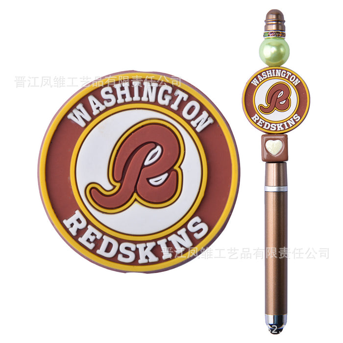 Wholesale 50pcs Rugby team series beads ballpoint pen beaded accessories fun stationery cartoon accessories detachable