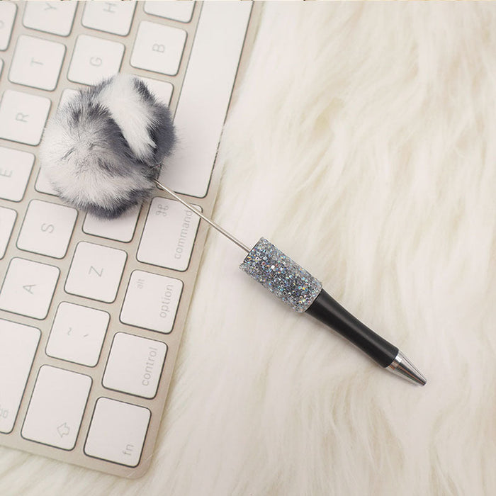 Wholesale Beadable Pens Sugar Rhinestone Leopard Print Pom Pom Pen Fluffy Pens JDC-PN-CY007