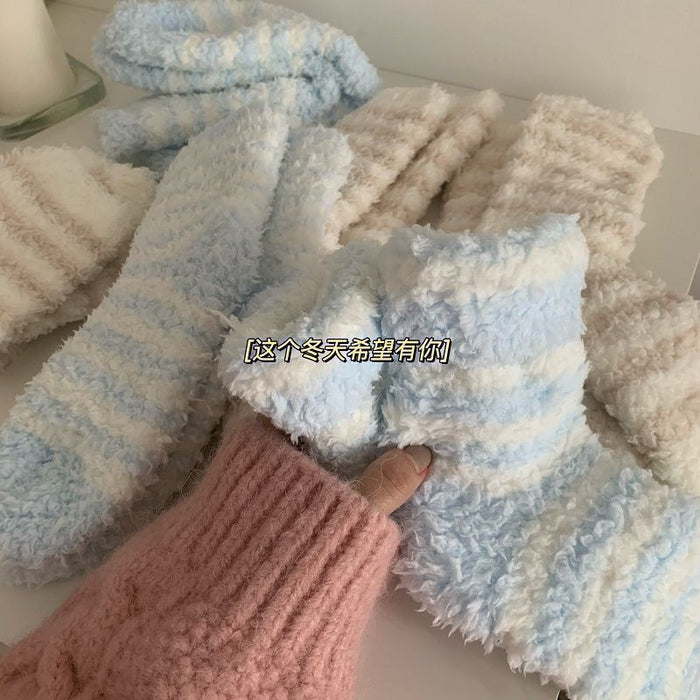 Wholesale Candy color striped lambswool socks