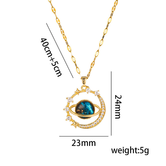 Wholesale Titanium Steel Elegant Full Diamond Necklace for Women JDC-NE-OBK011