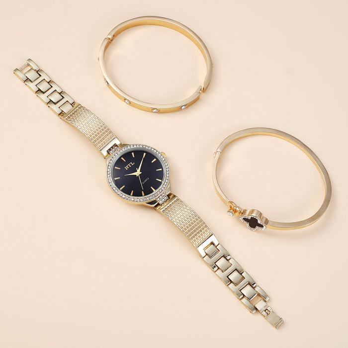 Wholesale Titanium Steel Casual Thin Strap Mesh Strap Quartz Watch + Bracelet Set